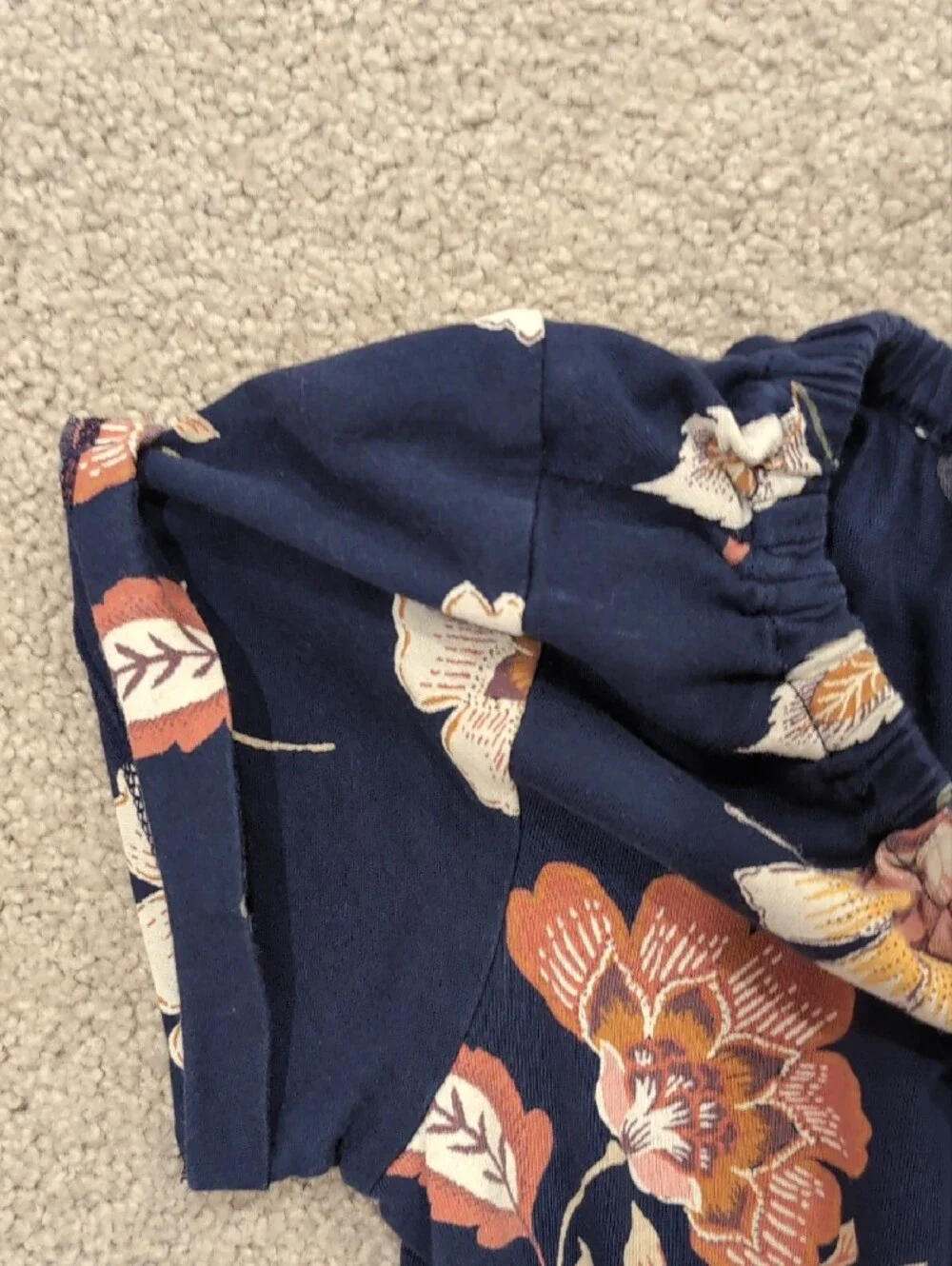 Old Navy Navy Floral Short Sleeve Girls' Jumpsuit